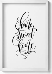 Dekorative Beschriftung für die Wohnung „Home sweet home“– Wandbild mit Rahmen – Gerahmtes Bild  – Wanddekoration – 40x60 cm – Weiß