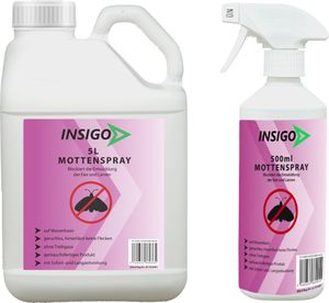 INSIGO 5L + 500ml Mottenspray Mottenmittel Mottenschutz Kleidermotten Lebensmittelmotten gegen Motten-Bekämpfung Mottenfrei