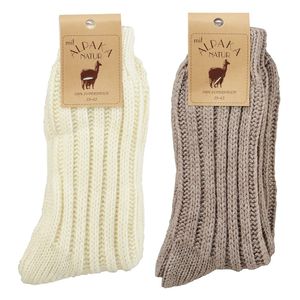 Wowerat Socks4Fun 2 Paar sehr warme, weiche und dicke Alpaka Socken für Damen und Herren, Farben wollweiß, natur, Größe 39-42, 6520