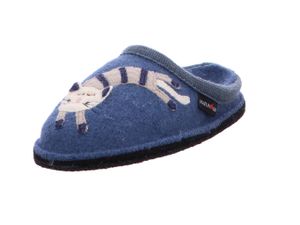 Haflinger Damen Pantoffel Katze Hausschuh Filz Flair Choupette 313104, Größe:37 EU, Farbe:Blau