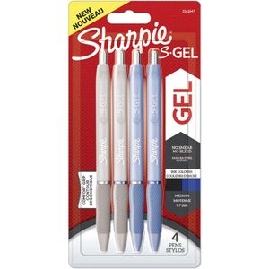 Sharpie Gelschreiber Fashion S-Gel 0,7mm | 4er Set schwarze und blaue Schriftfarbe