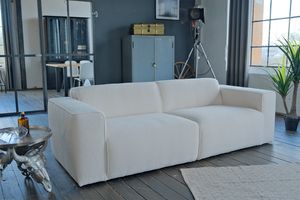 KAWOLA 3-Sitzer Sofa, Stoff od. Cord, mit od. ohne Hocker, versch. Farben NELE cremeweiß,  ohne Hocker,  Stoff