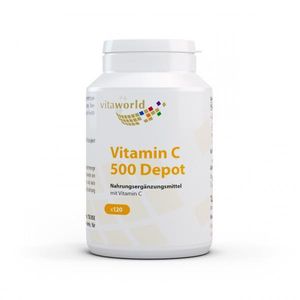 Vita World Vitamin C 500 Depot | 120 Kapseln | mit Langzeitwirkung | hochdosiert | vegan | gluten- und laktosefrei