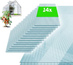 GARMIO® Hohlkammerstegplatten ACRI 6mm Gewächshausplatten 6mm 10,25 m² Doppelstegplatte 121x60,5 cm, UV-beständig
