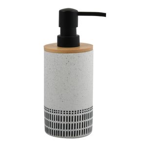 spirella® Seifenspender „Yuma“, edler Seifenspender für Flüssigseife aus hochwertigem Kunststoff, 7 x 7 x 11 cm, weiß/schwarz, Fassungsvermögen 300ml