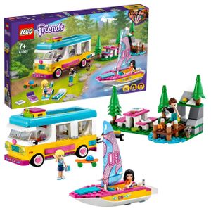 LEGO 41681 Friends Wohnmobil- und Segelbootausflug, Camping Spielzeug für Jungen und Mädchen mit Wohnmobil und Boot