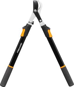 Teleskopické nožnice Fiskars na čerstvé drevo, s nepriľnavým povlakom, presná kalená oceľ, dĺžka rukoväte: 63 až 83 cm, čierna/oranžová, L13, 1027528