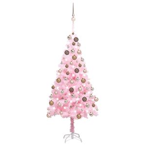 Prolenta Premium  Künstlicher Weihnachtsbaum mit LEDs & Kugeln Rosa 180 cm PVC