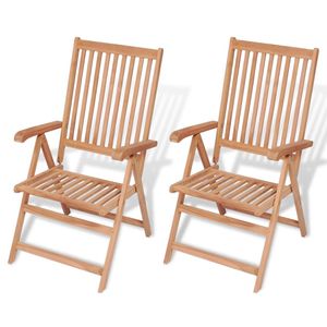 vidaXL Nastaviteľné záhradné stoličky 2 ks Masívne teakové drevo
