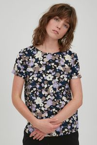 ICHI IHVERA SS13 Damen T-Shirt Kurzarm Shirt Blusenshirt mit all-over-Print Flügelärmel Hochwertige Viskose-Qualität Regular Fit