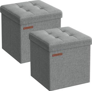 SONGMICS 30 cm Sitzbank mit Stauraum, klappbare Sitztruhe, Aufbewahrungsbox, Fußbank, hellgrau LSF028G02