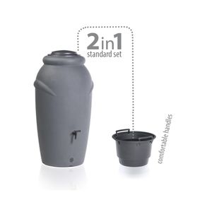 Aquacan Baby Regentonne anthrazit 210 Liter inkl. Wasserhahn Set