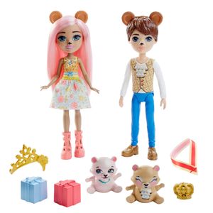 Royal Enchantimals Braylee Bear und Bannon Bear Puppen und 2 Tierfiguren