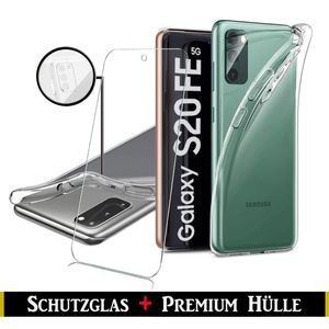 Für Samsung Galaxy S20 FE 5G Silikon Transparent Hülle + Panzerglas Echt Glas Display Schutzglas