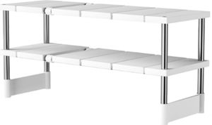 Küchenregale, Spülschrankregal, Küchenregal, Waschbeckenregal, 54-75 cm, Ablageregal, Waschbecken Steckregal, 2-stufige, Weiß