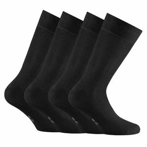 Rohner Basic Unisex Socken, 4er Pack - Bambus, Kurzsocken Schwarz 43-46