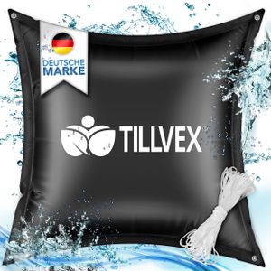 tillvex® bazénový polštář zimní XXL 120x120cm černý | vzduchový polštář včetně opravné sady | zimní polštář s bezpečnostním ventilem | bazénový polštář bazénový potah polštář dvojitý šev