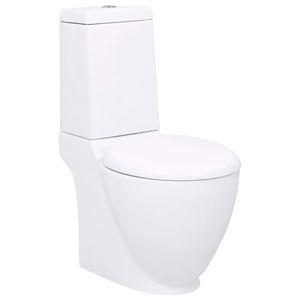 WC Keramik-Toilette Badezimmer Rund Senkrechter Abgang Weiß