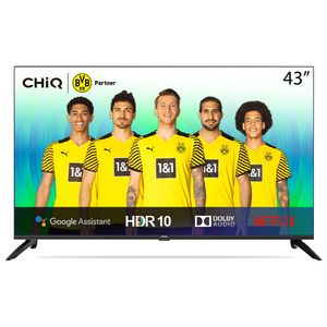 CHiQ 43palcový televizor,Bezrámečkový LED televizor s Androidem,4K UHD U43G7LX,Smart TV,HDR,Bluetooth5.0,Dolby Vision,Netflix,Prime Video,Youtube,Google Assistant,WiFi,LAN/HDMI/USB/CI+,Trojitý tuner (DVB-T2/T/C/S2),Dolby Audio