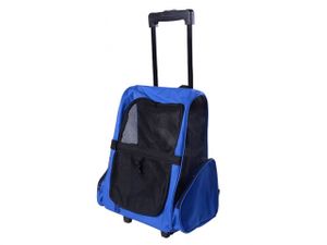PawHut Hundetrolley Transporttasche Tragetasche für Tiere Trolley 2-in-1 Haustierrucksack Hundetasche mit Tür und Fenster atmungsaktiv Oxfordstoff Blau 42 x 25 x 55 cm