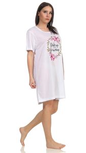 Damen Nachthemd Sleepshirt Nachtwäsche; Weiß XL