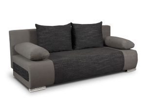 Schlafsofa Naki - Sofa mit Schlaffunktion und Bettkasten, Bettsofa, Couch (Grau + Schwarz (Alova 36 + Berlin 02))