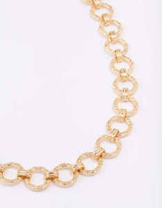 Lovisa - Vergoldete gehämmerte runde Gliederkette Halskette
