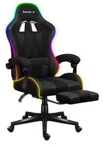 huzaro Force 4.7 RGB | LED Gaming Stuhl Computerstuhl | 90-140° Neigungswinkel | Kopfstütze Lendenkissen Höhenverstellbar Fußstütze | 140 kg | Schwarz