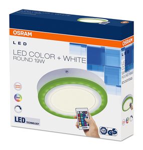 Osram LED Wandlampe Deckenleuchte weiß rund Ø20cm 19W RGBW bunt & warm dimmbar Fernbedienung