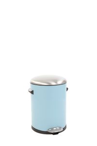 Retro Treteimer mit markanten Griffen und Kugelkappe | 5 Liter, HxØ 30x20,5cm | Kunststoff-Inneneimer | Hellblau