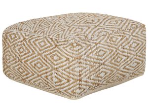 BELIANI Pouf Beige u. Weiß Jute Quadratisch 60x60 cm Geometrisches Muster Boho Bodenkissen Sitzkissen Sitzpouf Wohnzimmer Schlafzimmer Kinderzimmer