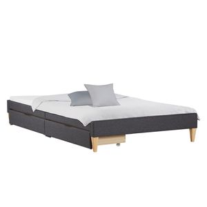 Homestyle4u 2620, čalúnená posteľ 140 x 200 sivá s 2 základňami postele lamelový rám futonový rám postele