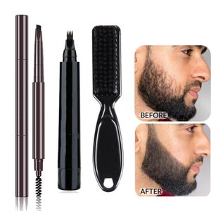 3 Stück / Satz Bart Füllstift Kit, Wasserdichter, Langlebiger Und Langlebiger Bartstift Für Männer Bart, Schnurrbart, Augenbrauen