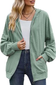 ASKSA Damen Kapuzenjacke Sweatshirt mit Reissverschlus Einfarbig Zip Hoodie Oversize Sweatjacke, Dunkelgruen, M ASKSA Damen Kapuzenjacke Sweatshirt mit Reissverschlus Einfarbig Zip Hoodie Oversize Sweatjacke, Dunkelgruen, M