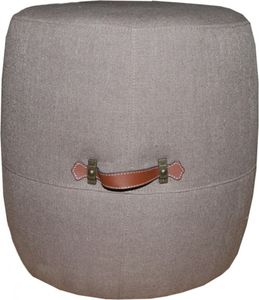 Casa Padrino Designer Sitzhocker Beige Rund mit Echtlederhandgriffen - Kolonial Stil Shabby Landhaus