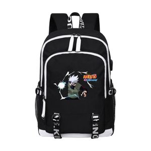 Anime Naruto Rucksack USB Backpack Studenttasche Schulrucksack Sportrucksack, Schwarz