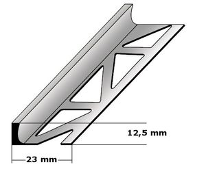 Fliesenprofil "Renesse" Fliesenabschlussprofil / Trennschiene für Fliesenabschlüsse, Höhe: 2 - 30 mm, Breite: 23 mm, aus Aluminium-aluminiumfarbend-12,5 mm