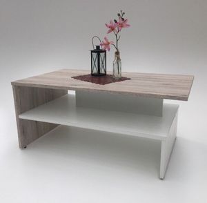 Möbel SD Couchtisch SW- Sandeiche- Weiß
