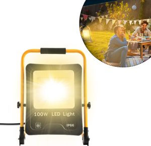 UISEBRT 100W LED Warmweiß Flutlicht Superhell LED Tragbare Außenleuchte Strahler Wasserdicht IP66 Flutlichtstrahler Scheinwerfer Licht für Garten, Garage Fluter mit 3m Stecker Beleuchtung A++