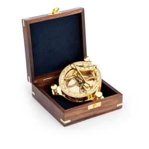 NKlaus Maritim Sonnenuhr-Kompass 11 cm in der Holzbox aus Messing Richtungsanzeiger 11684