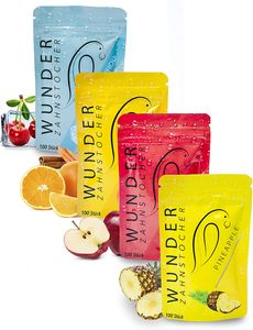 WUNDER ZAHNSTOCHER REFILL PACK - IN 4 ERFRISCHENDEN SORTEN (COOL FRUIT PACK), Geschmack:Kirsche-Menthol/Zimt-Orange/Apfel/Ananas