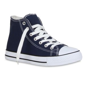 Mytrendshoe Damskie Trampki Materiałowe Buty Sportowe Buty Sportowe Sznurowane 73003, Kolor: Granatowy, Rozmiar: 38