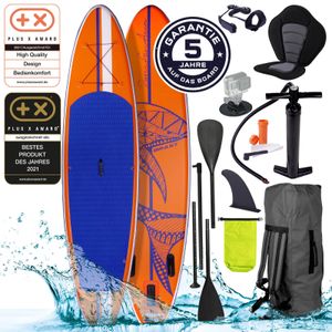 BRAST SUP Board Shark Aufblasbares Stand up Paddle Set 320x81x15cm Orange incl. Zubehör Fußschlaufe Paddel Pumpe Rucksack