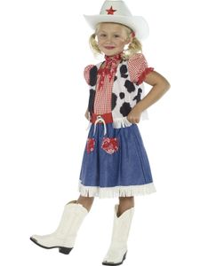 Karneval Kinder Kostüm Cowgirl Western Kleid Mädchen Größe 4-6 Jahre