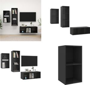 vidaXL 3 tlg. TV Schrank Set Hochglanz Schwarz Holzwerkstoff - TV-Schrank-Set - TV-Schrank-Sets - Hängendes TV-Schrank-Set - Hängende TV-Schrank-Sets