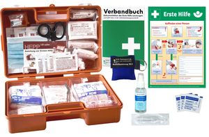 Erste-Hilfe-Koffer M3 PLUS für Betriebe - aktuelle DIN/EN 13157 - inkl. Notfallbeatmungshilfe, Verbandbuch & Hygiene-Spray & Plakat"Erste Hilfe"