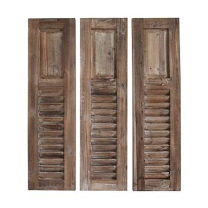 Wanddeko SHUTTERS braun aus Holz Fensterladen H110cm im Landhausstil 3tlg.