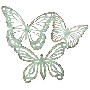 Nástěnná dekorace Clayre & Eef motýl 53x45 cm zelená litina