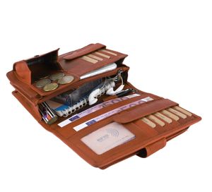 Benthill Reisebrieftasche Echt Leder - Hochwertige Dokumententasche mit RFID Schutz | Damen & Herren Handgelenktasche | Organizer - Brieftasche - Travel Wallet inkl. Geschenkbox