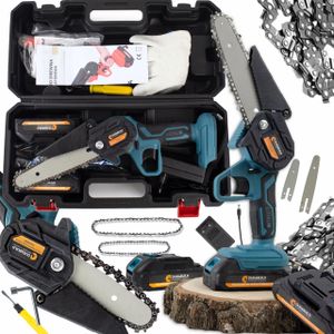 Akumulátorová reťazová píla set, 4/6 palcov mini aku píla Durabuild 2x 21V 2000mAh batéria, mini píla + nabíjačka, elektrická na záhradné práce